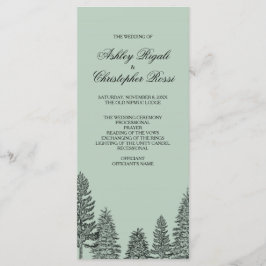 Weddenprogramma, Rustic Pine Tree - Groen Programmakaart