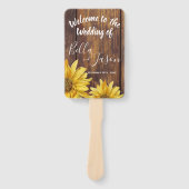 Weddenprogramma Rustic Wood Sunflower Wedding Handwaaier (Voorkant)