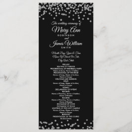 Weddenprogramma Silver Faux Glitter Confetti Black Programmakaart