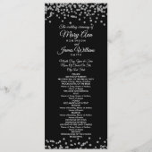 Weddenprogramma Silver Faux Glitter Confetti Black Programmakaart (Voorkant)