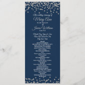 Weddenprogramma Silver Faux Glitter Confetti Navy Programmakaart (Voorkant)