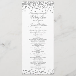 Weddenprogramma Silver Faux Glitter Confetti White Programmakaart