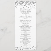 Weddenprogramma Silver Faux Glitter Confetti White Programmakaart (Voorkant)