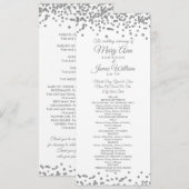 Weddenprogramma Silver Faux Glitter Confetti White Programmakaart (Voorkant / Achterkant)
