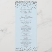 Weddenprogramma Silver Glitter Confetti Ice Blue Programmakaart (Voorkant)