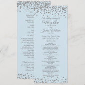 Weddenprogramma Silver Glitter Confetti Ice Blue Programmakaart (Voorkant / Achterkant)
