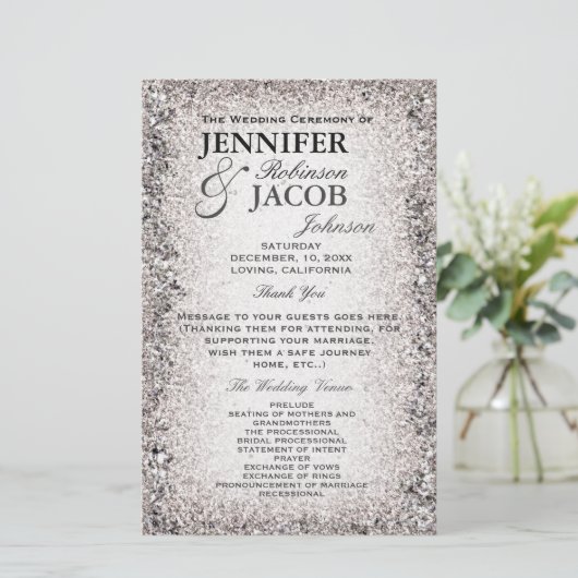 Weddenprogramma | Silver Glitter-kijk (Staand voorkant)