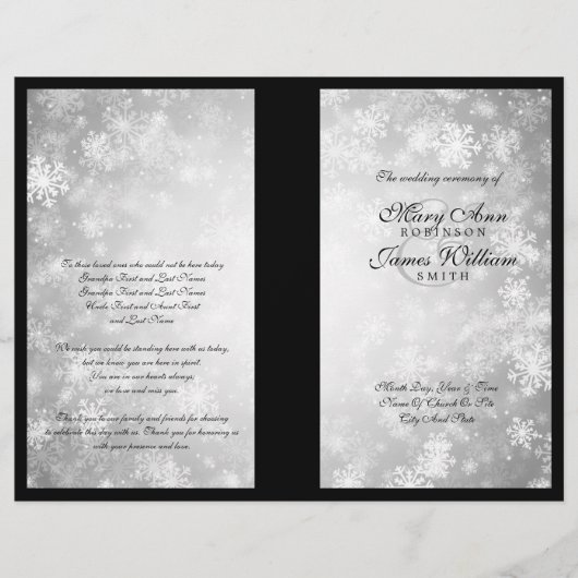 Weddenprogramma Silver Winter Wonderland Sparkle (Voorkant)