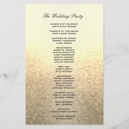 Weddenprogramma | Soft Gold Glitter-look (Achterkant)