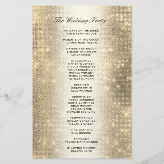 Weddenprogramma | Soft Gold Glitter-look (Achterkant)