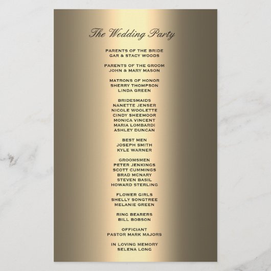 Weddenprogramma | Soft Shiny Gold-kijk (Achterkant)
