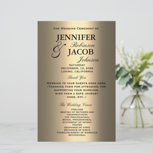 Weddenprogramma | Soft Shiny Gold-kijk (Staand voorkant)