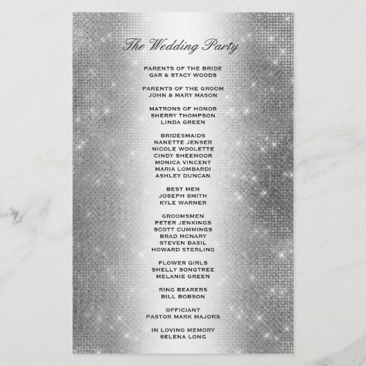 Weddenprogramma | Soft Silver Glitter-look (Achterkant)