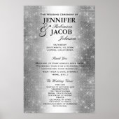 Weddenprogramma | Soft Silver Glitter-look Poster (Voorkant)