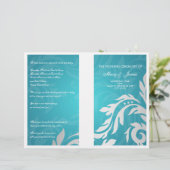 Weddenprogramma Swirly Flourish Aqua Blue (Staand voorkant)