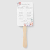 Weddenprogramma | Trendy Coral Aquarelle Peonies Handwaaier (Achterkant)
