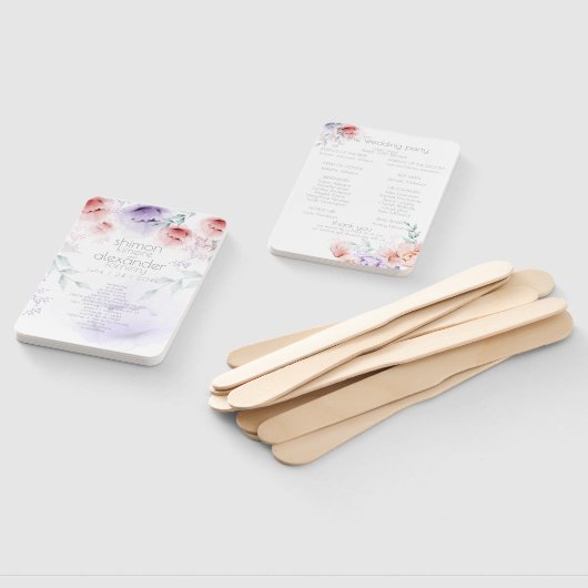 Weddenprogramma | Trendy Coral Aquarelle Peonies Handwaaier (Niet-gemonteerd)