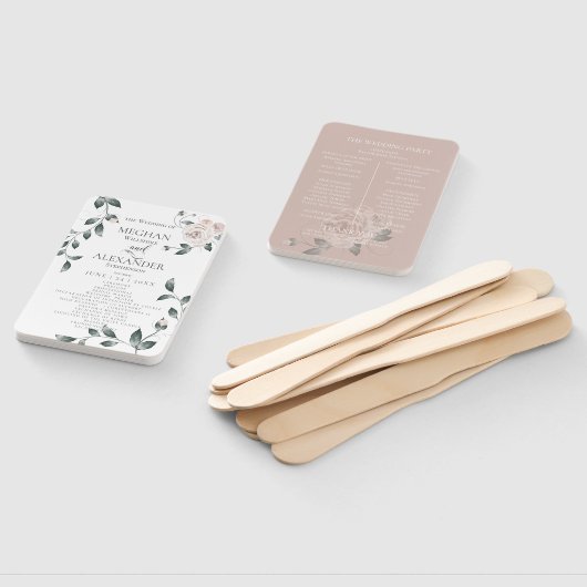 Weddenprogramma | Waterverf Roos mosterd Handwaaier (Niet-gemonteerd)