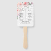 Weddenprogramma | Waterverf Roze rozen Handwaaier (Achterkant)