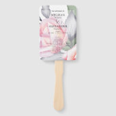 Weddenprogramma | Waterverf Roze rozen Handwaaier (Voorkant)