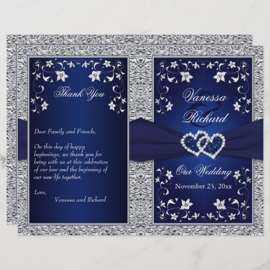 Weddenprogramma | Zeemacht, zilvervlies, hart (Voorkant / Achterkant)