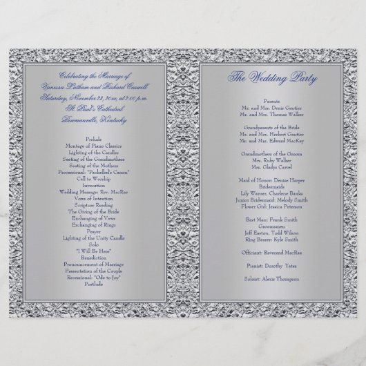 Weddenprogramma | Zeemacht, zilvervlies, hart (Achterkant)