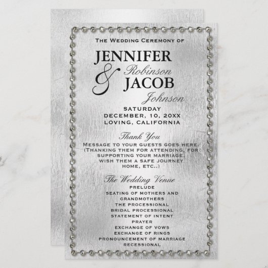 Weddenprogramma | Zilveren en diamanten kijken (Voorkant / Achterkant)