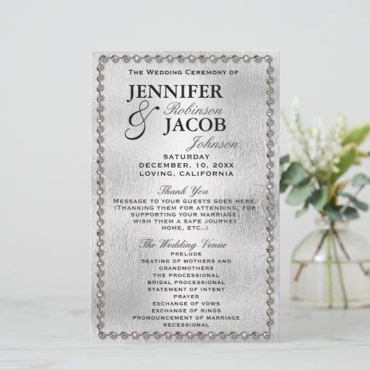 Weddenprogramma | Zilveren en diamanten kijken (Staand voorkant)