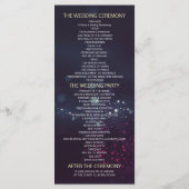 Weddenprogramma's Chic Floral Paarse String Lights Programmakaart (Achterkant)