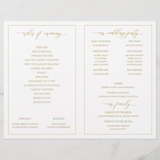 Weddenprogramma's  Elegant Calligraphy-Gold) (Achterkant)