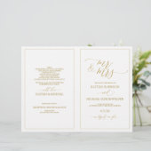 Weddenprogramma's Elegant Skinny Calligraphy (Gold (Staand voorkant)