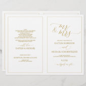 Weddenprogramma's Elegant Skinny Calligraphy (Gold (Voorkant / Achterkant)