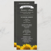 Weddenprogramma's Elegant Sunflower Chalkboard Programmakaart (Voorkant / Achterkant)