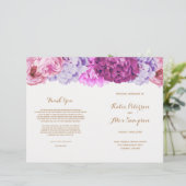 Weddenprogramma's met  Waterverf bloemen (Staand voorkant)