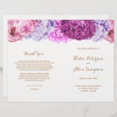 Weddenprogramma's met  Waterverf bloemen (Voorkant / Achterkant)