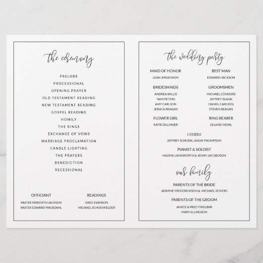 Weddenprogramma's Modern Bounce Calligraphy Black (Achterkant)