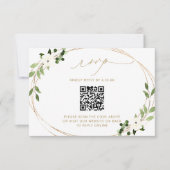 Weddenreactie Online met QR Code Greenery Gold RS RSVP Kaartje (Voorkant)