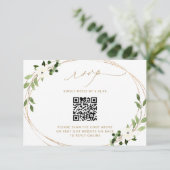 Weddenreactie Online met QR Code Greenery Gold RS RSVP Kaartje (Staand voorkant)