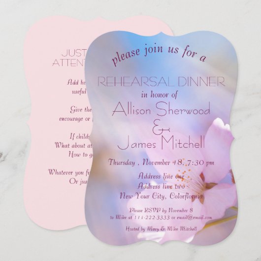 Weddenreefoefening uitnodiging voor diner (Voorkant / Achterkant)