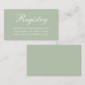 Weddenregistratie Sage Simple Calligraphy Green Informatiekaartje (Voorkant / Achterkant)