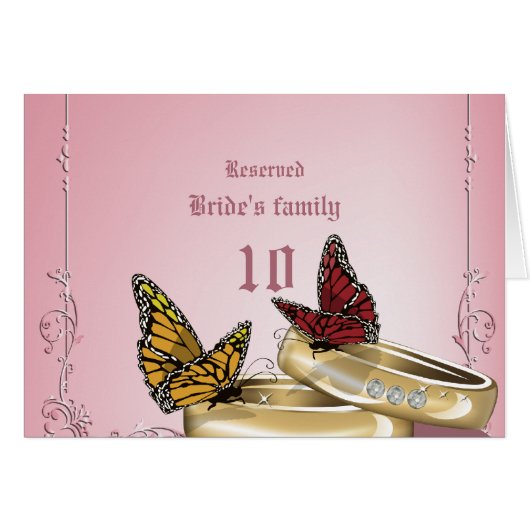 Weddenrennen en Butterflies Weding Table Numbers (Voorkant Horizontaal)