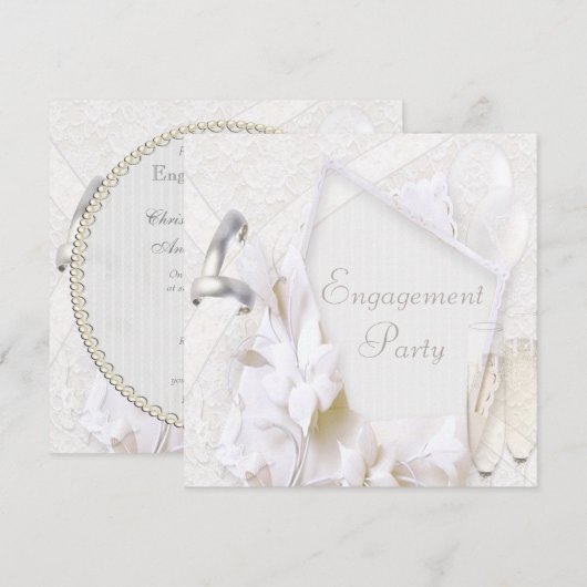 Weddenrennen en champagne Glasses Engagement Party Kaart (Voorkant / Achterkant)