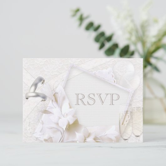 Weddenrennen en champagnebril RSVP (Staand voorkant)