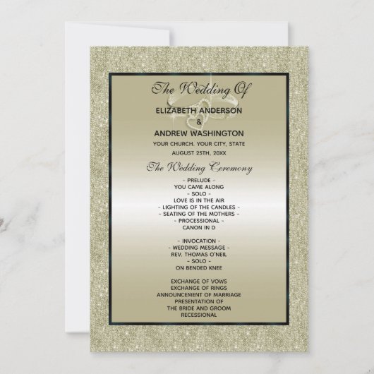 Weddenrennen, Gold Glitter Wedding Program (Voorkant)