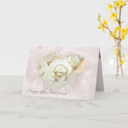 Weddenrennen in Seashell 55ste Jubileum Kaart (Gele Bloem)
