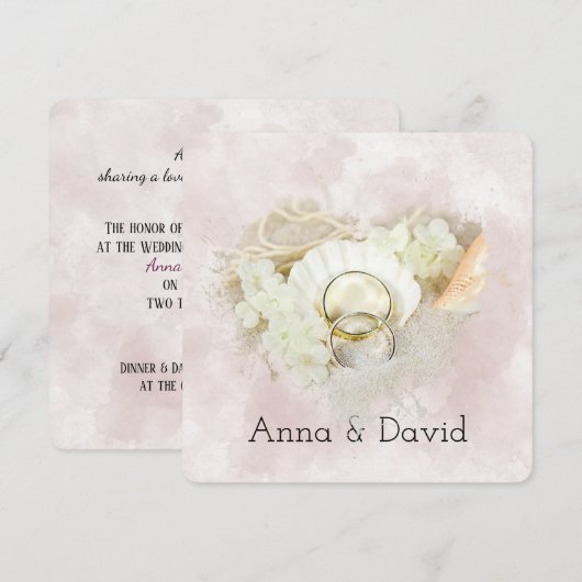 Weddenrennen in Seashell strand Heart Kaart (Voorkant / Achterkant)