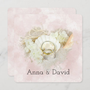 Weddenrennen in Seashell strand Heart Kaart