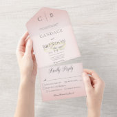 Weddenrennen Modern Blush Dinner All In One Uitnodiging (Afscheurbaar)