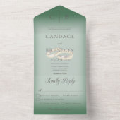 Weddenrennen Modern Emerald Green Dinner All In One Uitnodiging (Binnen)