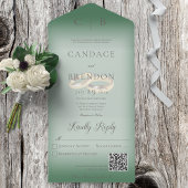 Weddenrennen Modern Emerald Green QR-code All In One Uitnodiging